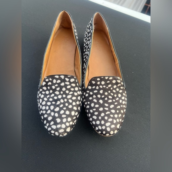 J. Crew Black and White Polka Dot Flats - fits Like Sz 9 - Picture 1 of 8